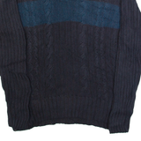 TOMMY HILFIGER Mens Jumper Blue V-Neck Cable Knit Linen L