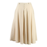 RENE FRERES Pocketed Womens A-Line Skirt Beige Midi S