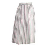 Womens Straight Skirt White Midi Striped M