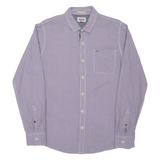 TOMMY HILFIGER Mens Shirt Purple Houndstooth Long Sleeve S