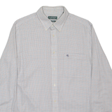 RALPH LAUREN Fitted Stretch Mens Shirt White Gingham Long Sleeve S