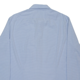 DKNY Slim Fit Stretch Mens Shirt Blue Gingham Long Sleeve L