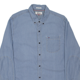 TOMMY HILFIGER Denim Look Mens Plain Shirt Blue Long Sleeve S