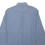 TOMMY HILFIGER Denim Look Mens Plain Shirt Blue Long Sleeve S