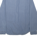 TOMMY HILFIGER Denim Look Mens Plain Shirt Blue Long Sleeve S