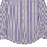 TOMMY HILFIGER 80's 2 ply Mens Shirt Blue Pinstripe Long Sleeve L