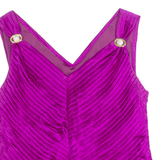 Frill Womens Blouse Vest Purple V-Neck Sleeveless S