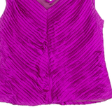 Frill Womens Blouse Vest Purple V-Neck Sleeveless S