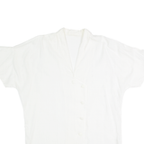 Womens Blouse Shirt White Collared Linen L