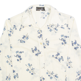 LAVELLO Sheer Womens Printed Shirt Cream Collared 90s Floral M