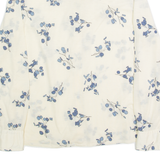 LAVELLO Sheer Womens Printed Shirt Cream Collared 90s Floral M
