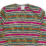 KRISTY MICHAELS Womens Printed Shirt Black Long Sleeve 90s Striped S