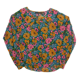 TAKEAWAY Womens Printed Shirt Blue Collared Long Sleeve 90s Floral M