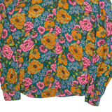 TAKEAWAY Womens Printed Shirt Blue Collared Long Sleeve 90s Floral M