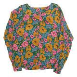 TAKEAWAY Womens Printed Shirt Blue Collared Long Sleeve 90s Floral M