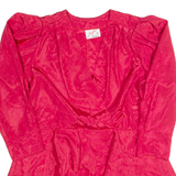 MARILYN Peplum Womens Printed Blouse Red Puff Sleeve 90s Crazy Pattern S