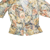 Womens Printed Blouse Blue V-Neck 90s Floral S