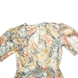 Womens Printed Blouse Blue V-Neck 90s Floral S