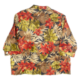 BON WORTH Ribbed Womens Printed Shirt Black 3/4 Sleeve 90s Floral XL