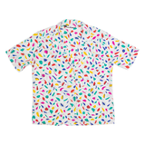 Sheer Womens Printed Shirt White Collared Crazy Pattern S