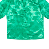 Womens Printed Shirt Green Collared Off Shoulder 90s Floral S