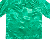 Womens Printed Shirt Green Collared Off Shoulder 90s Floral S