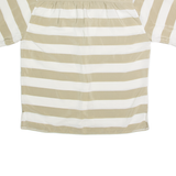 LIZ CLAIBORNE Womens Printed Shirt Cream Collared 90s Striped L