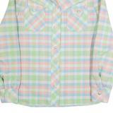 FEM-E-NITS Womens Printed Shirt Green Collared Long Sleeve 90s Gingham S