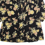 SHARON ANTHONY Womens Kimono Blouse Black 3/4 Sleeve 90s Floral 3XL