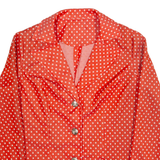 Womens Printed Shirt Red Collared Long Sleeve 90s Polka Dot S