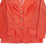 Womens Printed Shirt Red Collared Long Sleeve 90s Polka Dot S