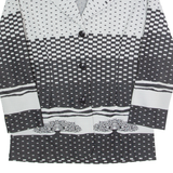 Womens Printed Shirt Grey Collared Long Sleeve 90s Spotted S