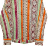 ELLES BELLES Womens Printed Shirt Grey Collared Long Sleeve Striped M