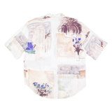 TRU Womens Shirt White Viscose 90s Floral UK 14