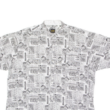 LET'S GO Mens Shirt White 90s Crazy Pattern XL
