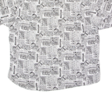 LET'S GO Mens Shirt White 90s Crazy Pattern XL