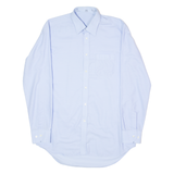 KAUF CENTO Mens Plain Shirt Blue 90s Long Sleeve L