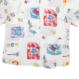 NEW FAST Womens Shirt White Viscose Geometric L