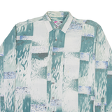 CASUAL LAND Mens Shirt Green Geometric Long Sleeve M