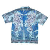 HANGZHOU Mens Shirt Blue Crazy Pattern M