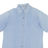 DATERSKY Womens Denim Shirt Blue Floral M