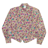 CANADA Womens Shirt Brown Crazy Pattern Long Sleeve M