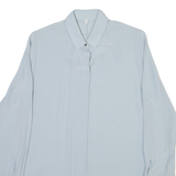 Womens Plain Shirt Blue Viscose Long Sleeve S