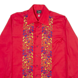 CMTIAL Mens Shirt Red Floral Long Sleeve M