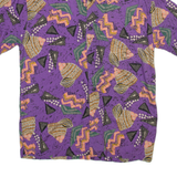 PULL & BEAR Mens Shirt Purple Geometric XS