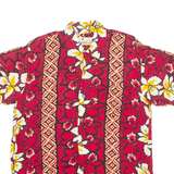 KARMAKULA Mens Hawaiian Shirt Red Viscose Floral M