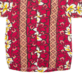 KARMAKULA Mens Hawaiian Shirt Red Viscose Floral M