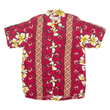 KARMAKULA Mens Hawaiian Shirt Red Viscose Floral M