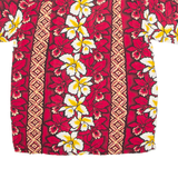 KARMAKULA Mens Hawaiian Shirt Red Viscose Floral M