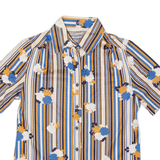 Floral Womens Shirt Beige Striped S